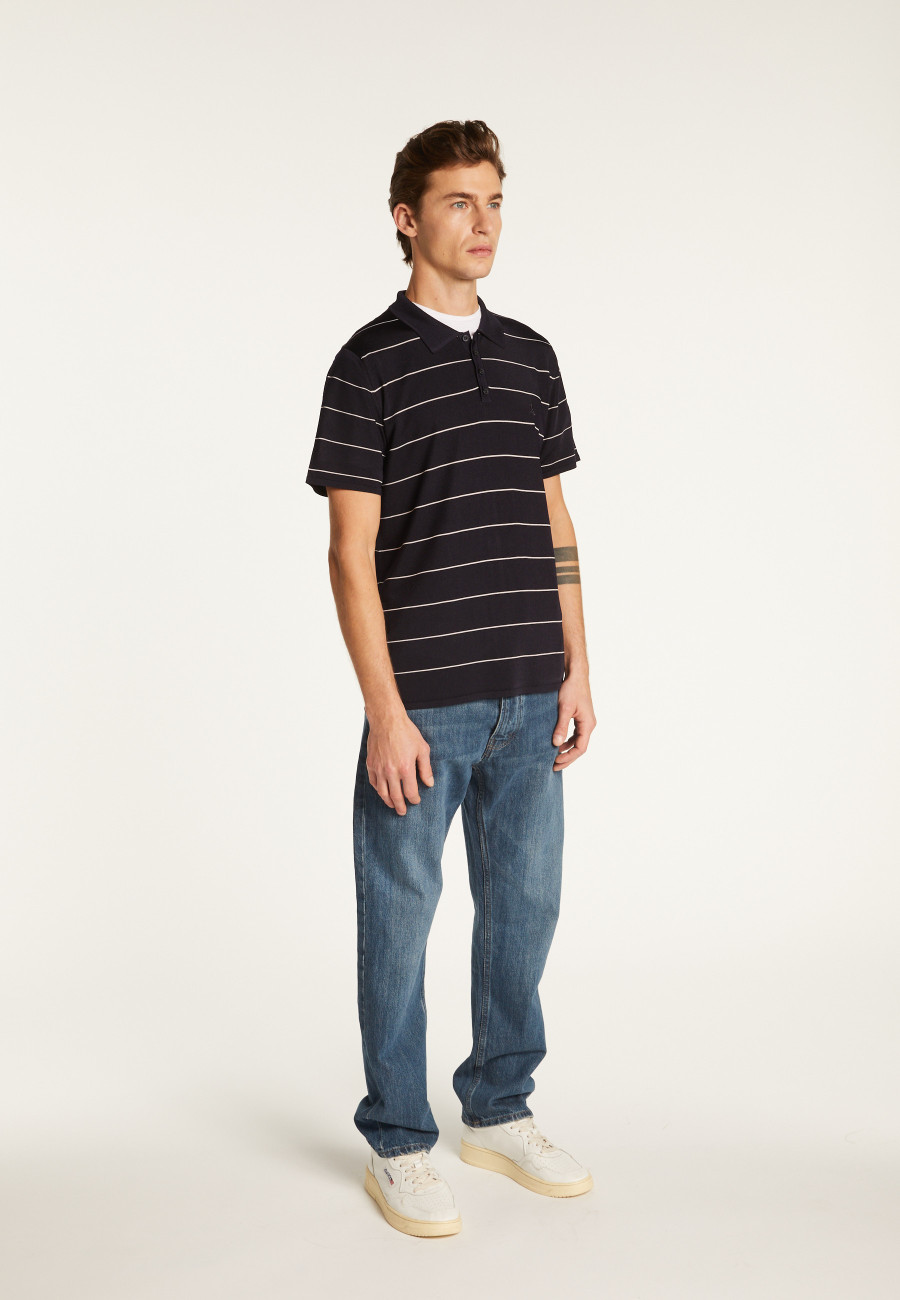 Camisa polo listrada em Fil Lumière - Léon