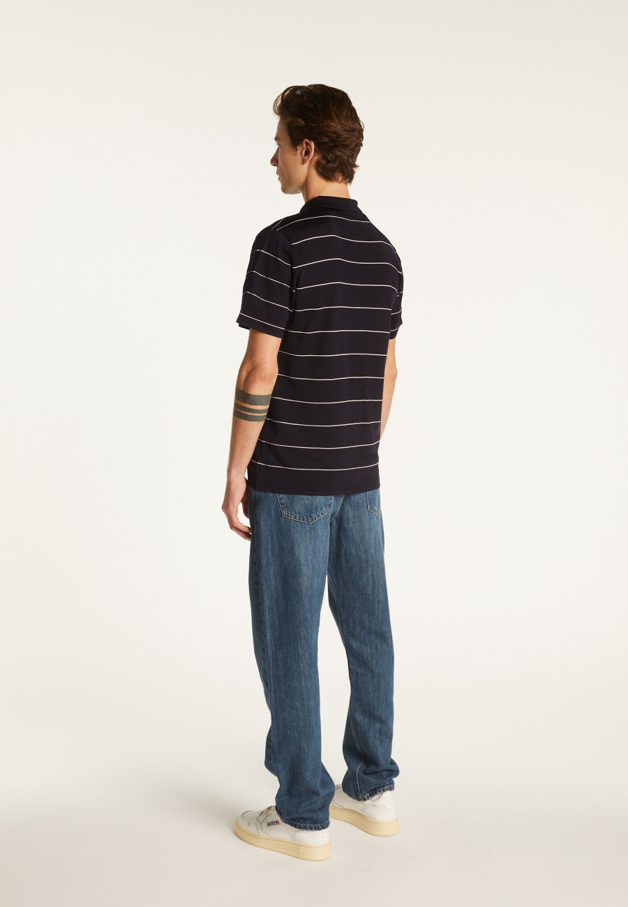 Camisa polo listrada em Fil Lumière - Léon