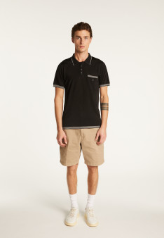 Polo fines rayures Fil Lumière Laurentin 6042 flot - 06 bleu moyen