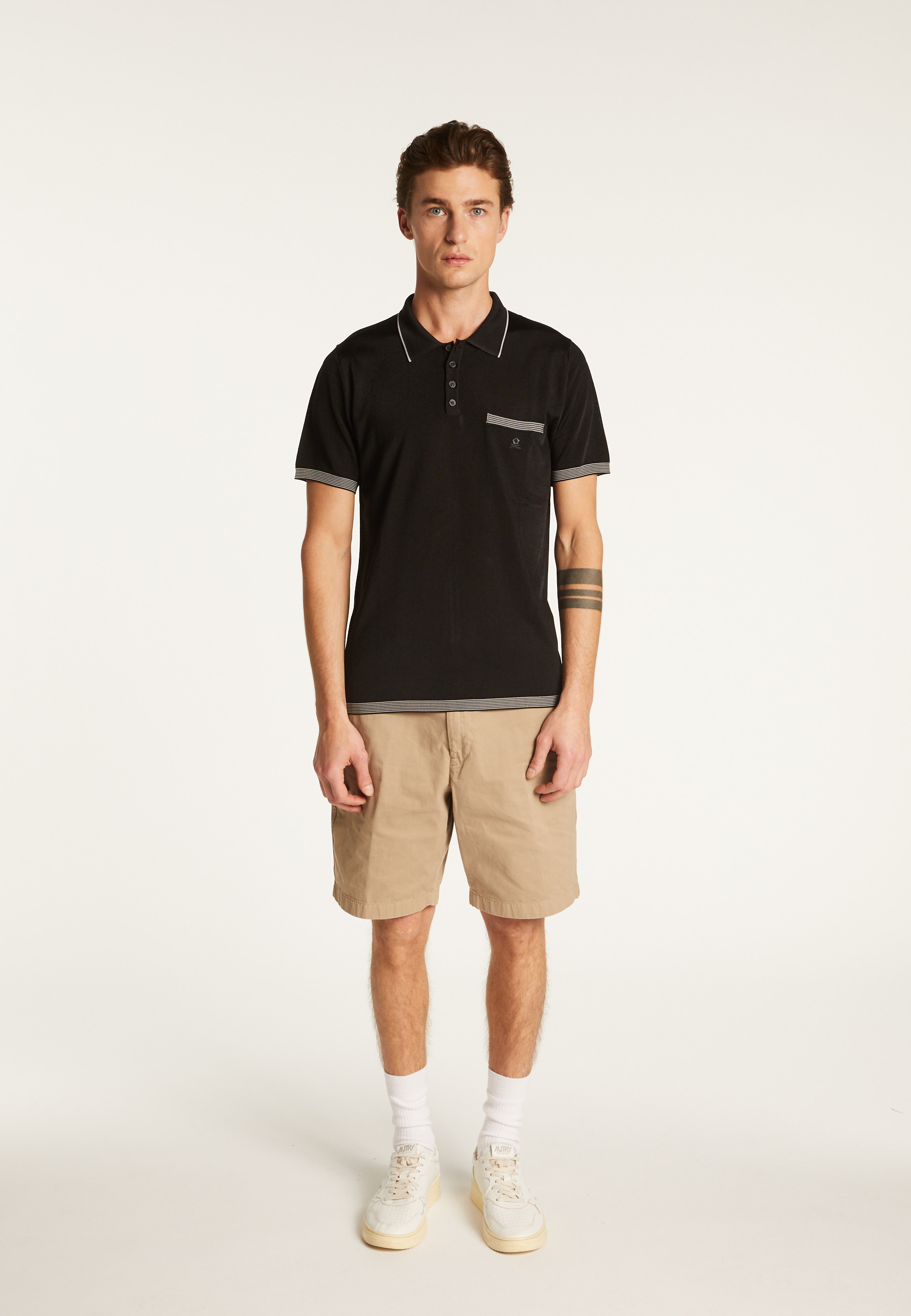 Polo fines rayures Fil Lumière Laurentin 6042 flot - 06 bleu moyen