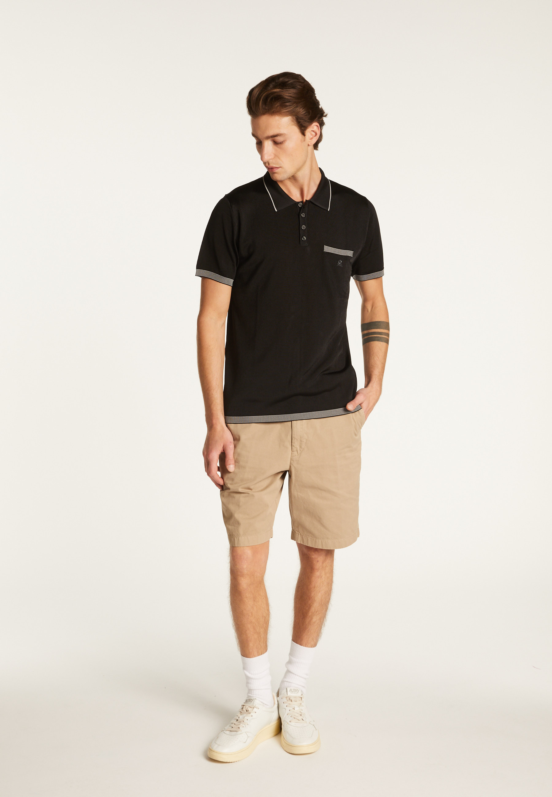 Polo fines rayures Fil Lumière Laurentin 6042 flot - 06 bleu moyen