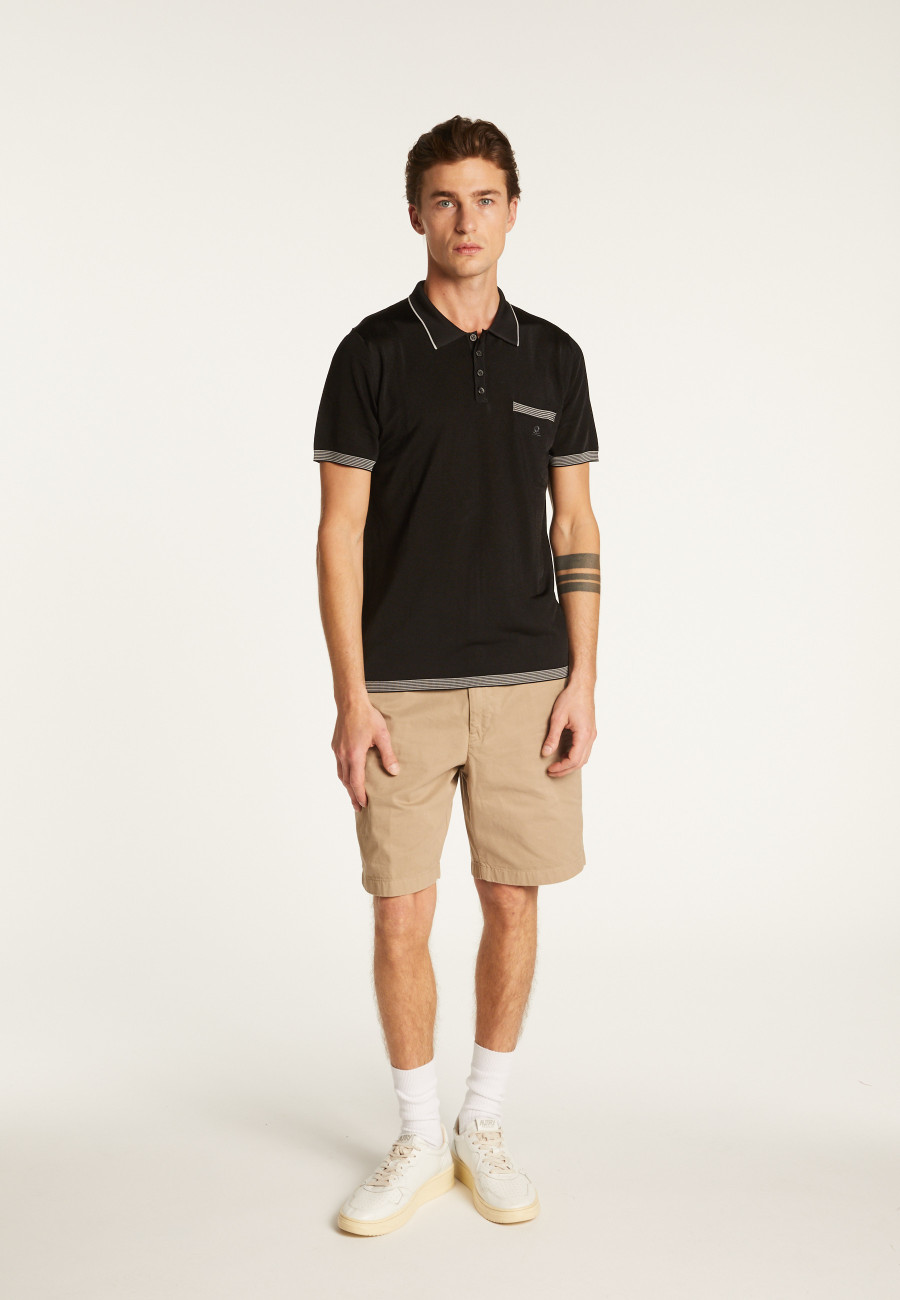 Polo fines rayures Fil Lumière Laurentin 6042 flot - 06 bleu moyen