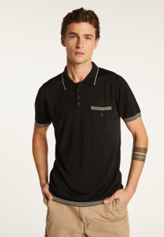 Polo fines rayures Fil Lumière Laurentin 6042 flot - 06 bleu moyen