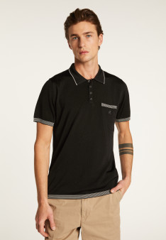 Polo fines rayures Fil Lumière Laurentin 6042 flot - 06 bleu moyen