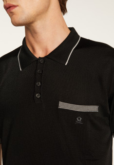 Polo fines rayures Fil Lumière Laurentin 6042 flot - 06 bleu moyen