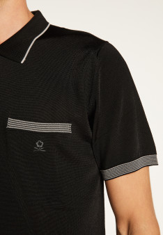 Polo fines rayures Fil Lumière Laurentin 6042 flot - 06 bleu moyen