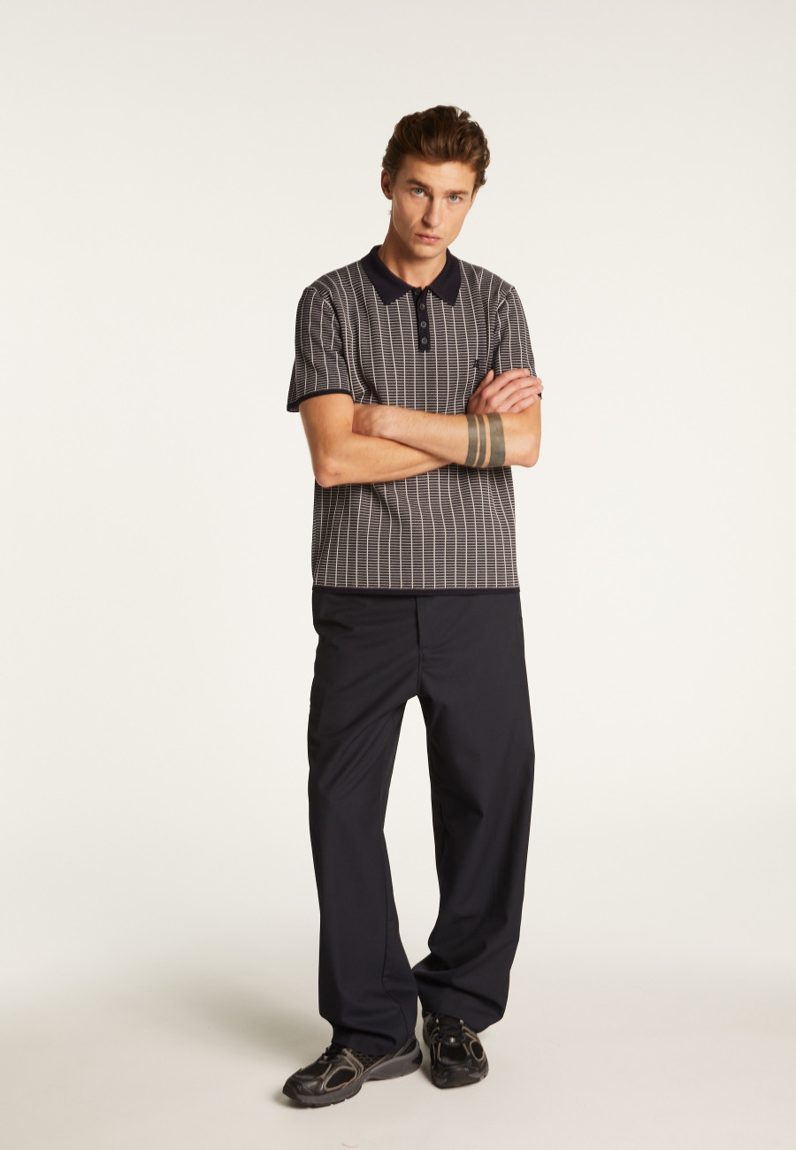 Polo à carreaux Fil Lumière maille épaisse - Laurent