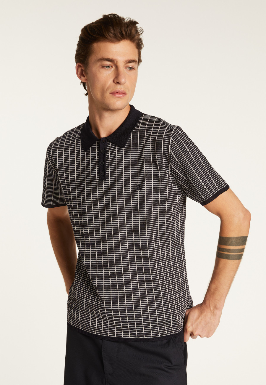 Polo à carreaux Fil Lumière maille épaisse - Laurent