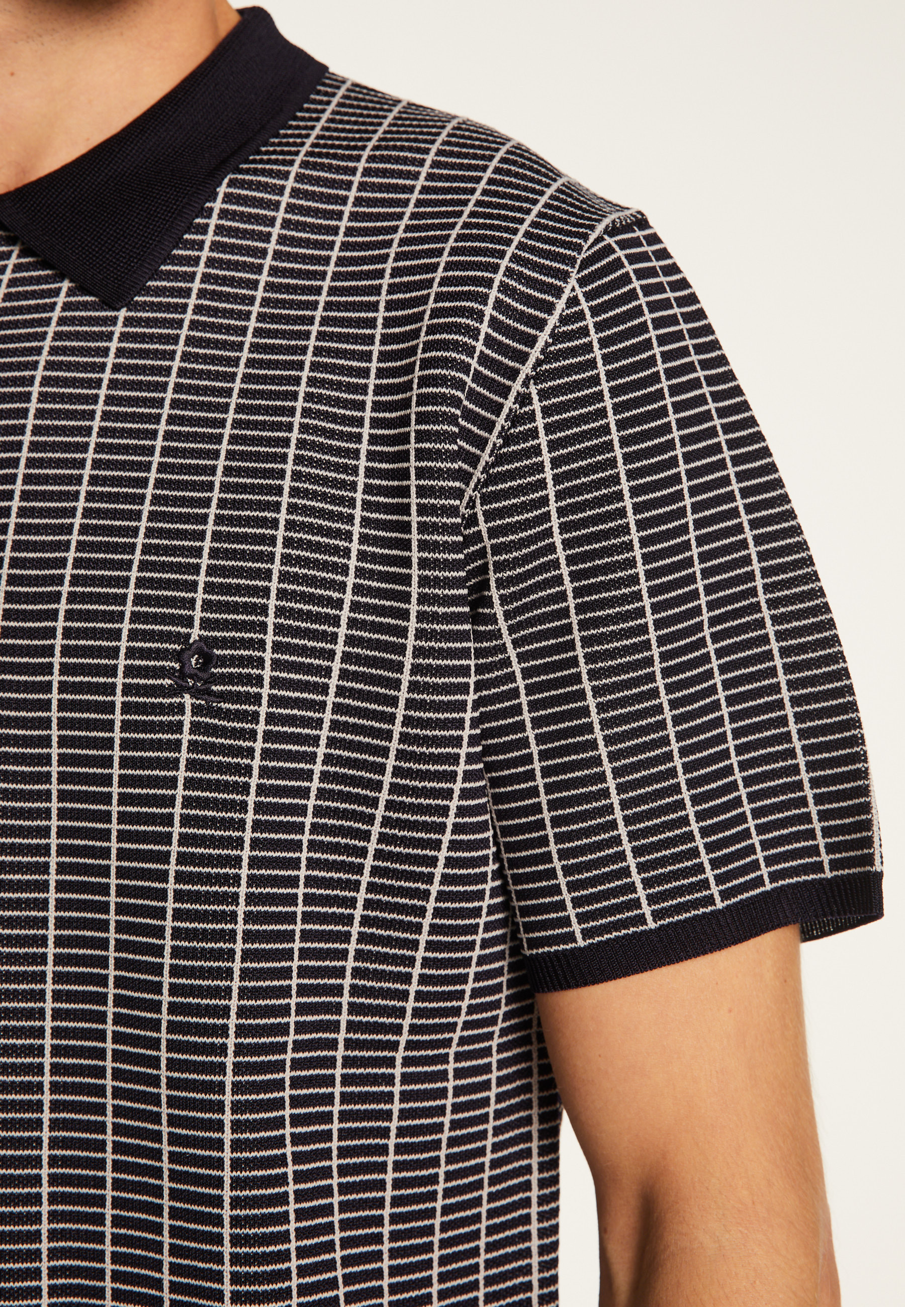 Polo à carreaux Fil Lumière maille épaisse - Laurent 6140 marine - 05 Bleu marine
