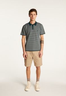 Polo à carreaux Fil Lumière maille épaisse - Laurent 6140 marine - 05 Bleu marine