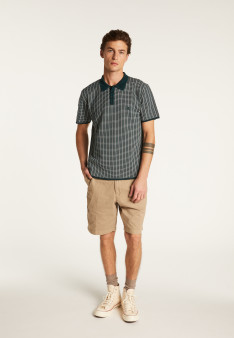 Polo à carreaux Fil Lumière maille épaisse - Laurent 6140 marine - 05 Bleu marine