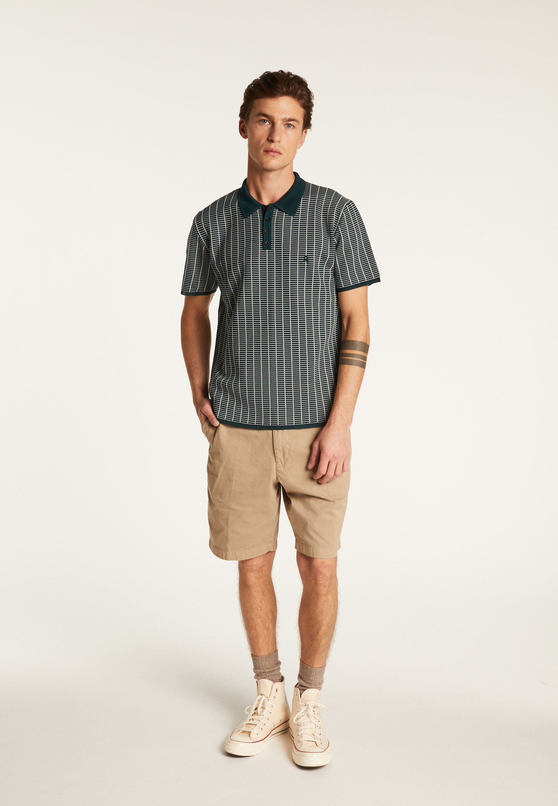 Polo à carreaux Fil Lumière maille épaisse - Laurent 6140 marine - 05 Bleu marine