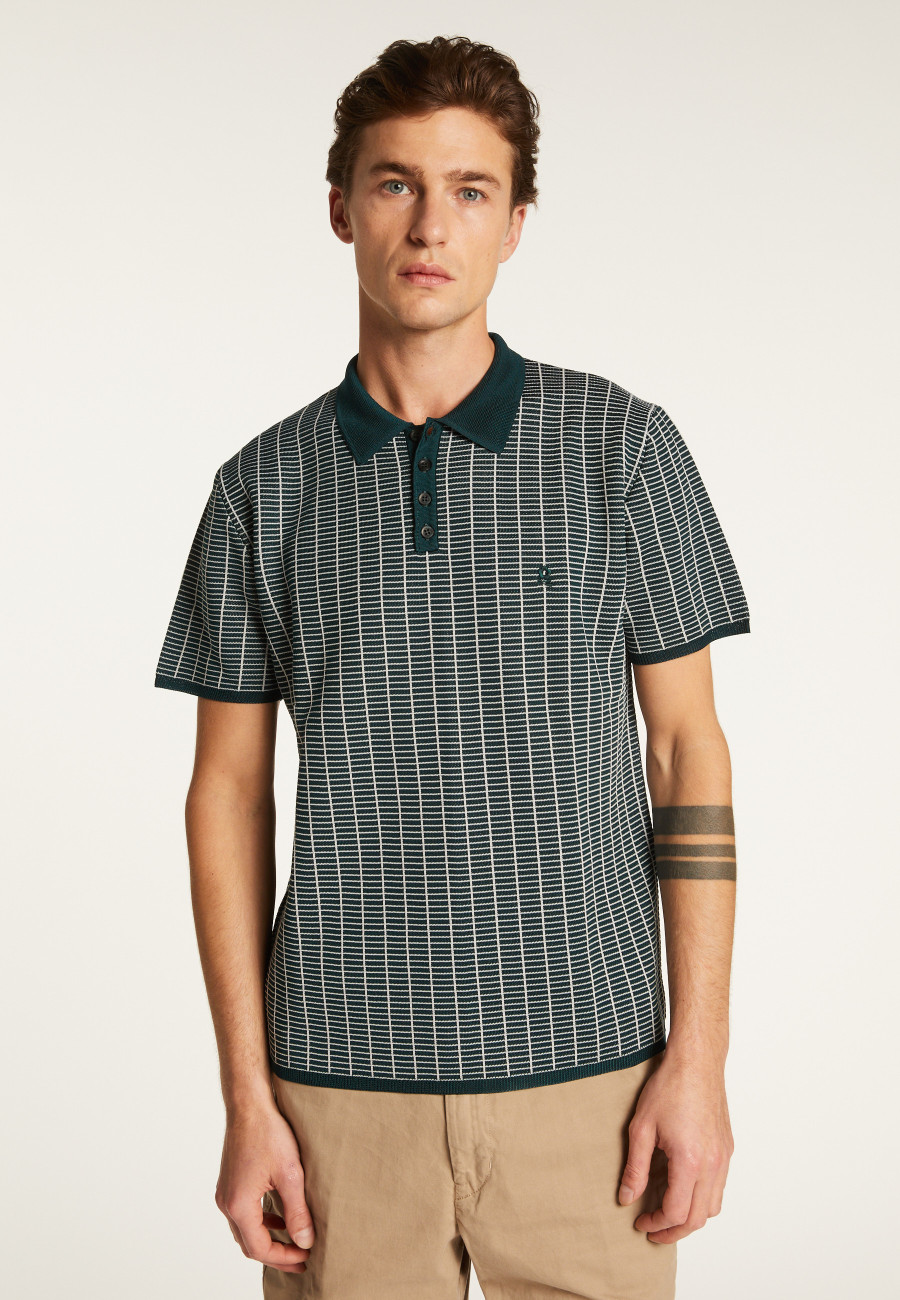 Polo à carreaux Fil Lumière maille épaisse - Laurent