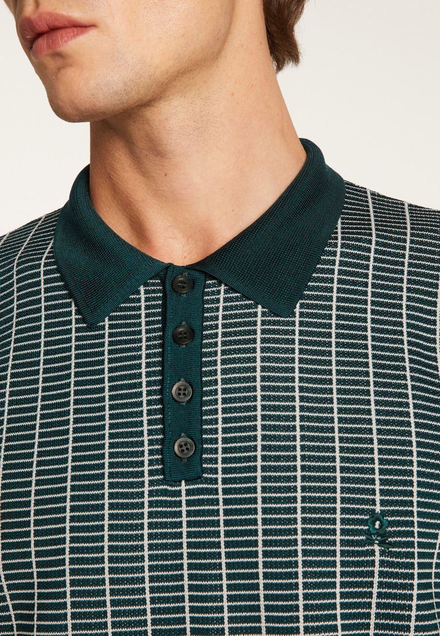 Polo à carreaux Fil Lumière maille épaisse - Laurent