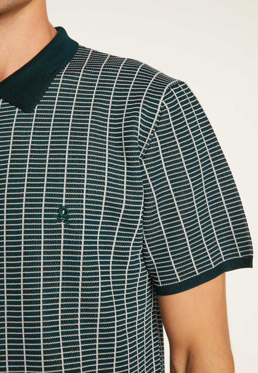 Polo à carreaux Fil Lumière maille épaisse - Laurent