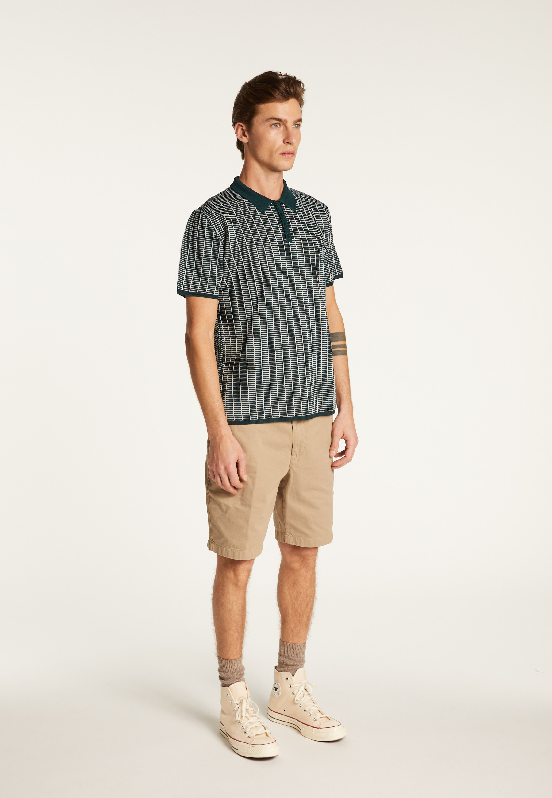 Polo à carreaux Fil Lumière maille épaisse - Laurent 6140 marine - 05 Bleu marine