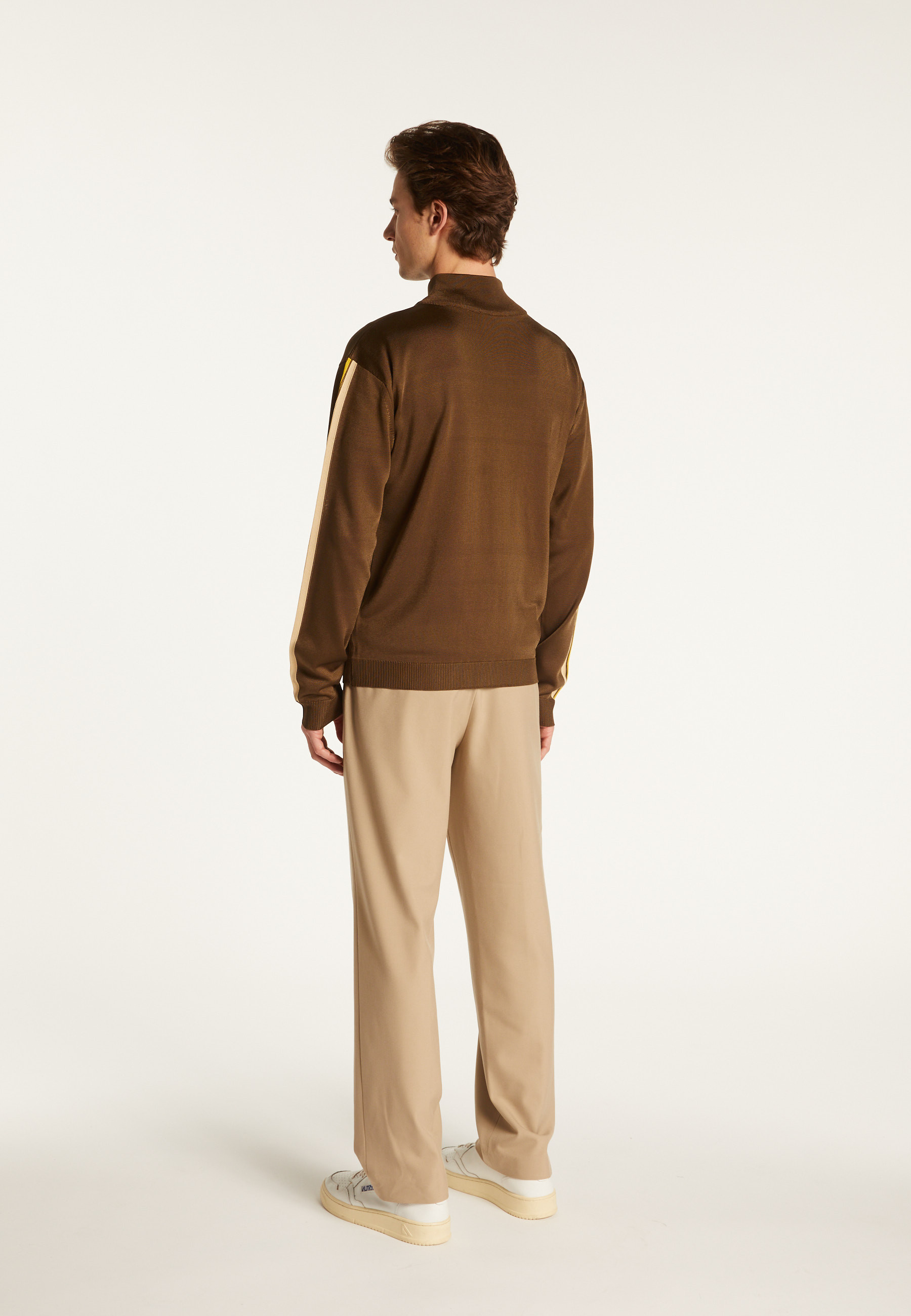 Veste zippée en fil lumière - Romuald 7767 kaki/raphia/citron - 83 Kaki