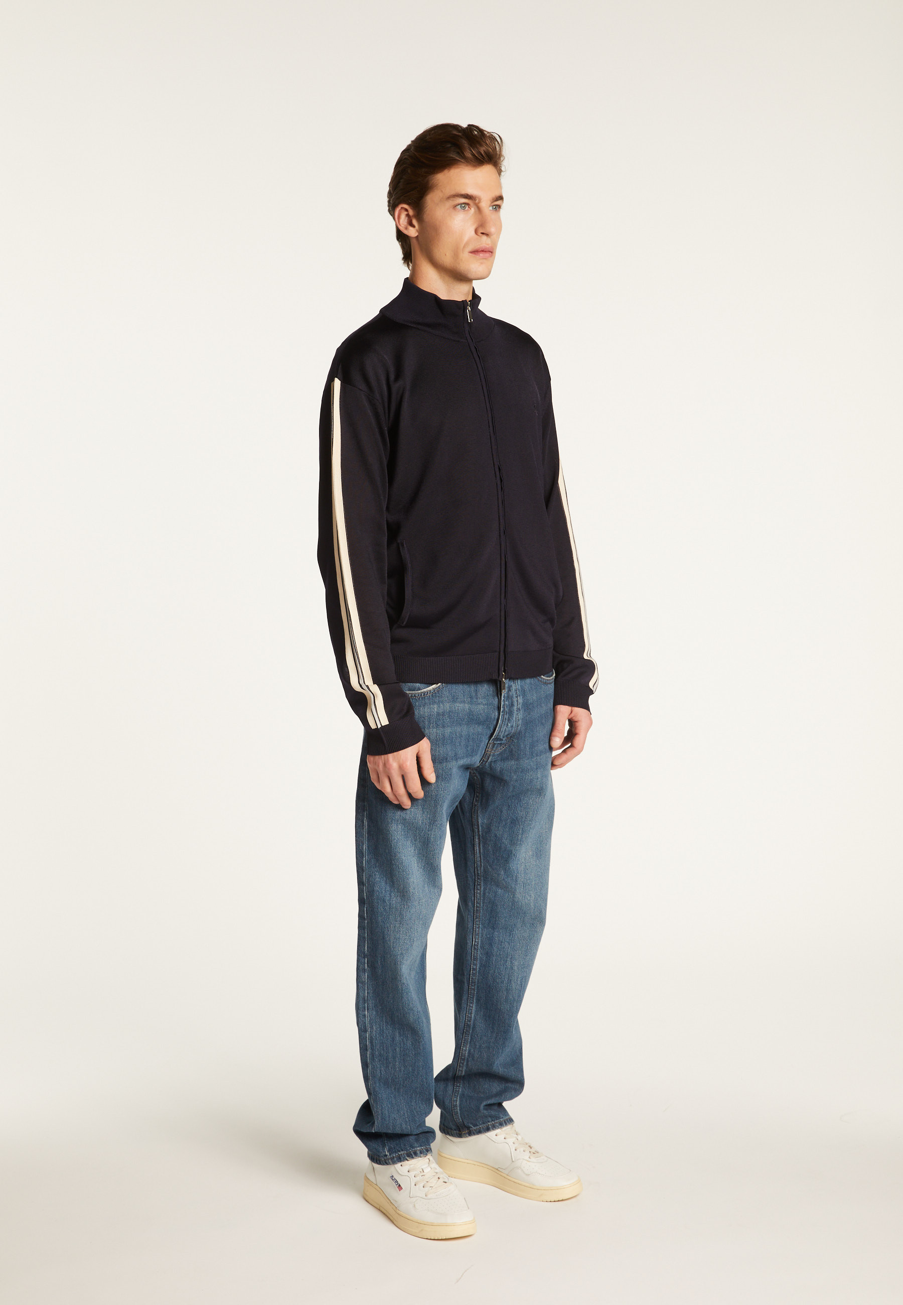 Veste zippée en fil lumière - Romuald 7767 kaki/raphia/citron - 83 Kaki