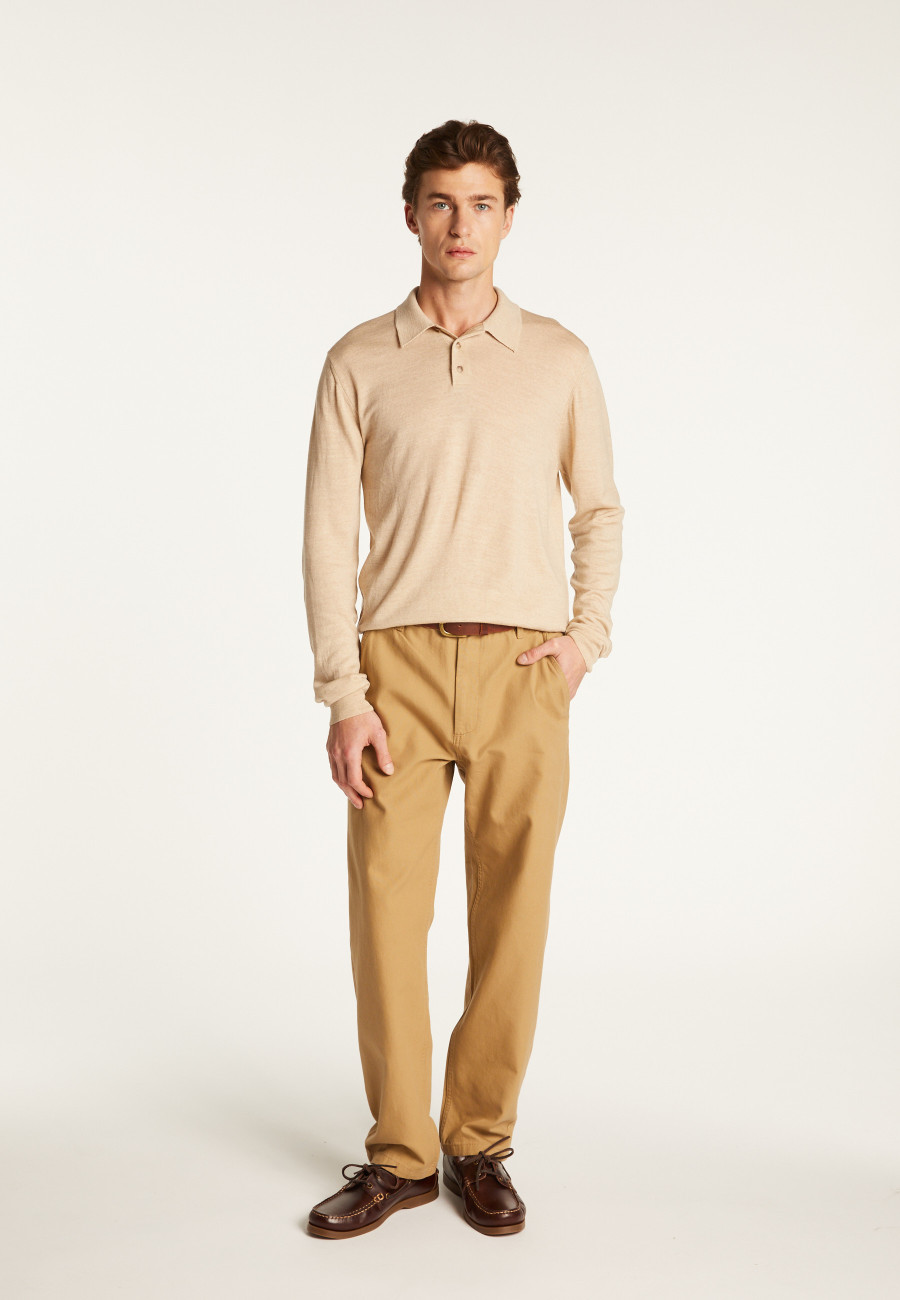 Merino wool long sleeve polo shirt - Eni