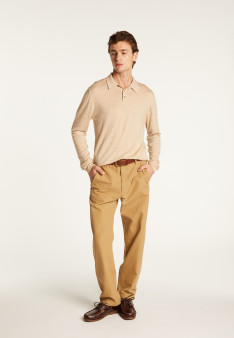 Merino wool long sleeve polo shirt - Eni