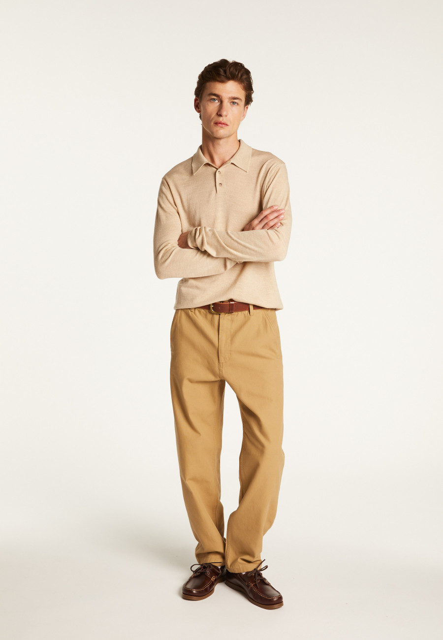 Merino wool long sleeve polo shirt - Eni