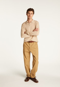 Merino wool long sleeve polo shirt - Eni