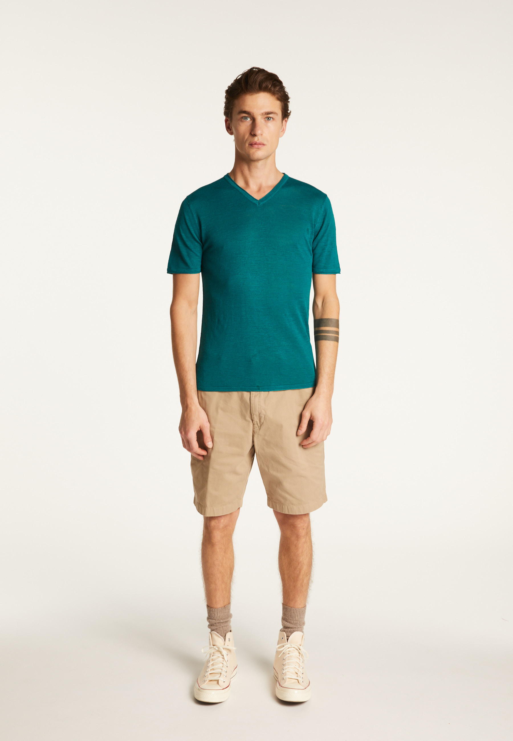 T-shirt col V en coton - Reuben