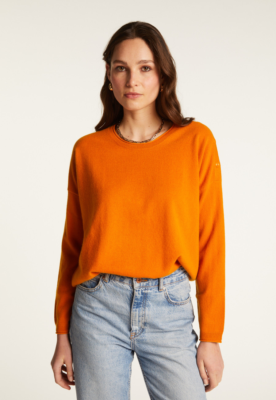 Pull ample boutonné à col rond en cachemire - Acene