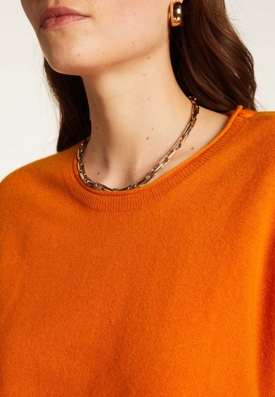 Pull ample boutonné à col rond en cachemire - Acene