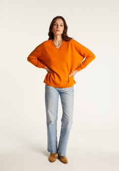V-neck cashmere sweater with slits and ribbing - Alienor
