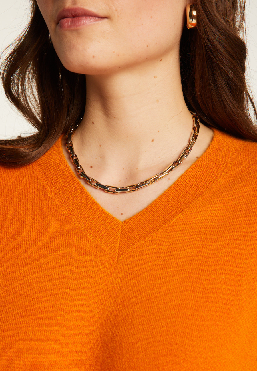 Pull col V en cachemire à fentes et bords côtes - Alienor