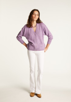 Cotton and linen V-neck cardigan - Thais