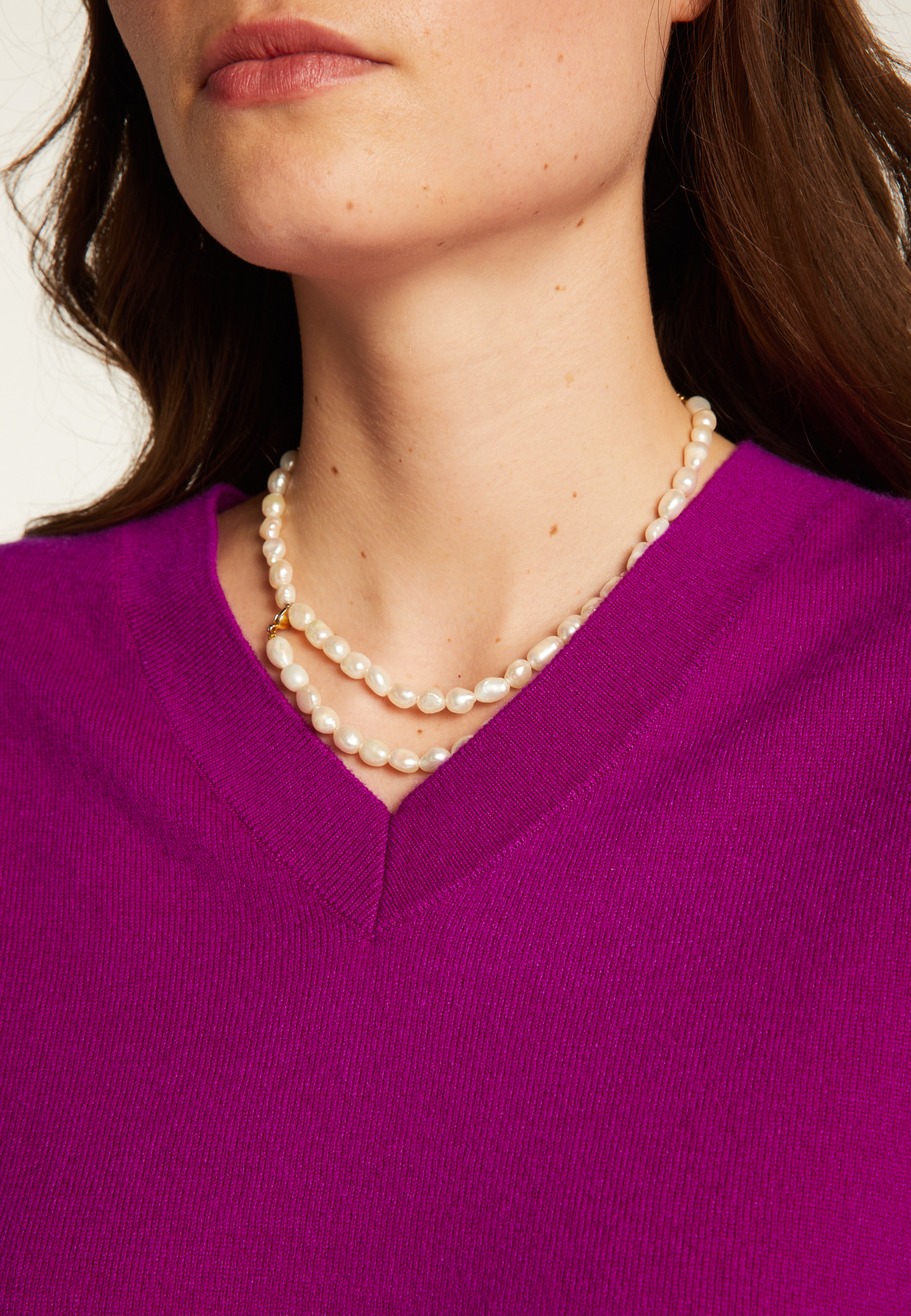 Loose sweater with V-neck slits in cashmere - Alienor