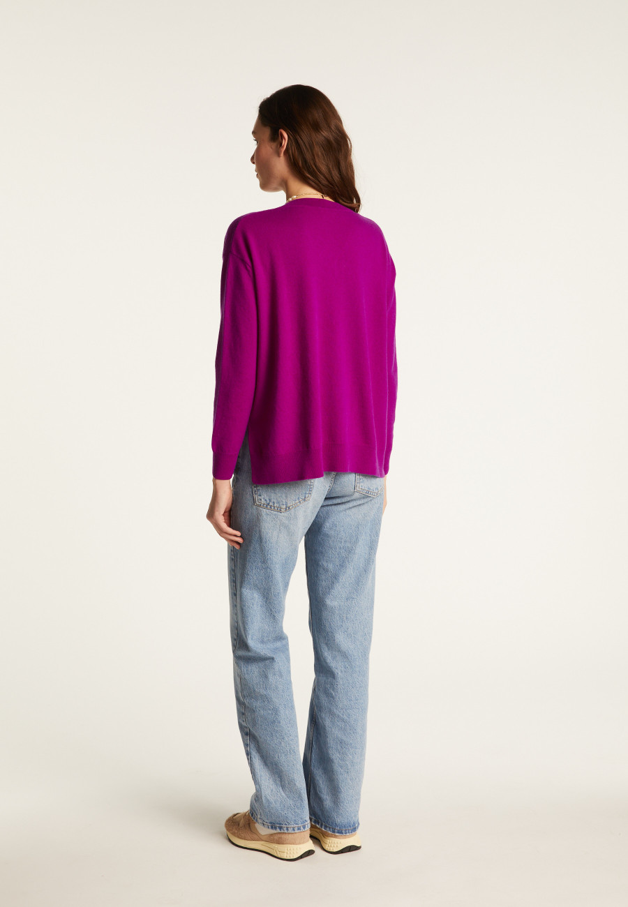 Loose sweater with V-neck slits in cashmere - Alienor