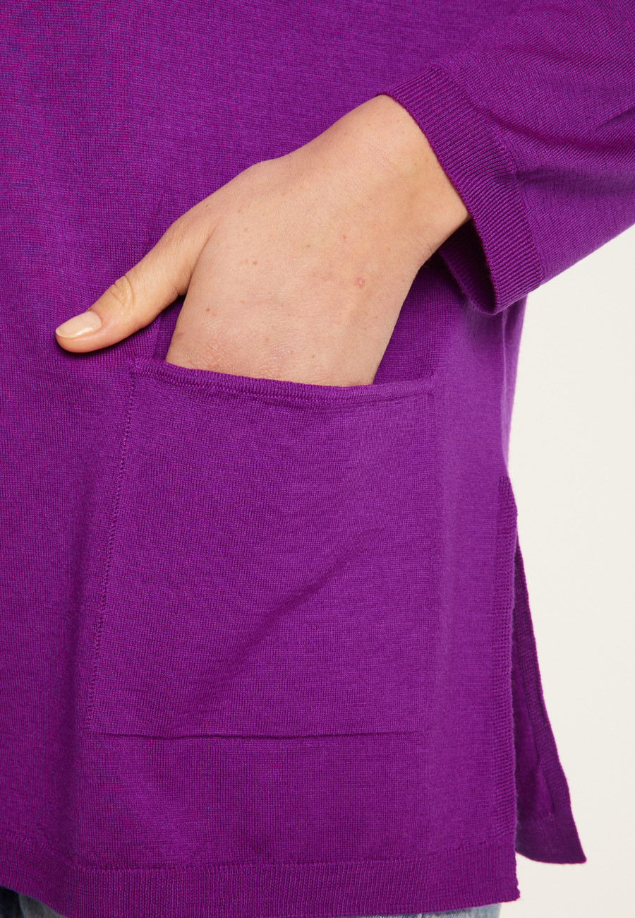 Loose V-neck sweater with pockets in merino wool - Albertine