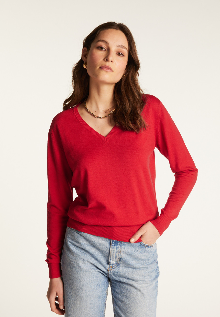 Pull col V en laine mérinos - Arya