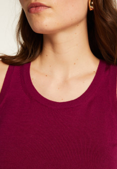 Merino wool round-neck jersey stitch tank top - Antenia