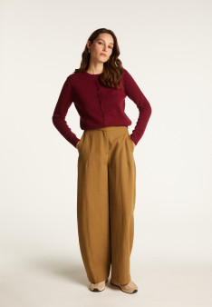 Cardigan en cachemire col rond boutonné - Adelys 7451 bronze - 83 Kaki