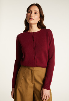 Round neck cashmere cardigan with buttoned - Adelys