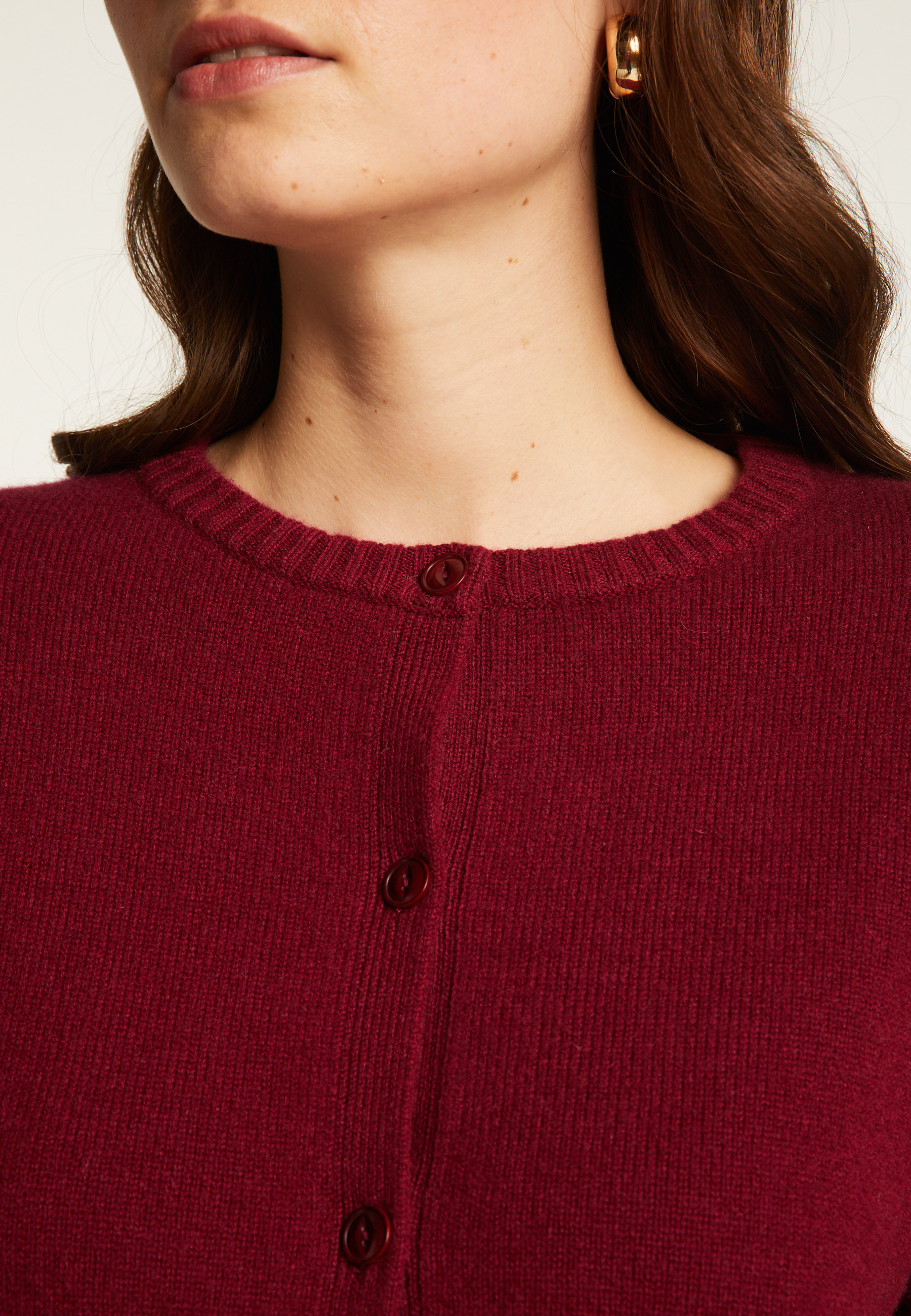 Cardigan en cachemire col rond boutonné - Adelys 7451 bronze - 83 Kaki
