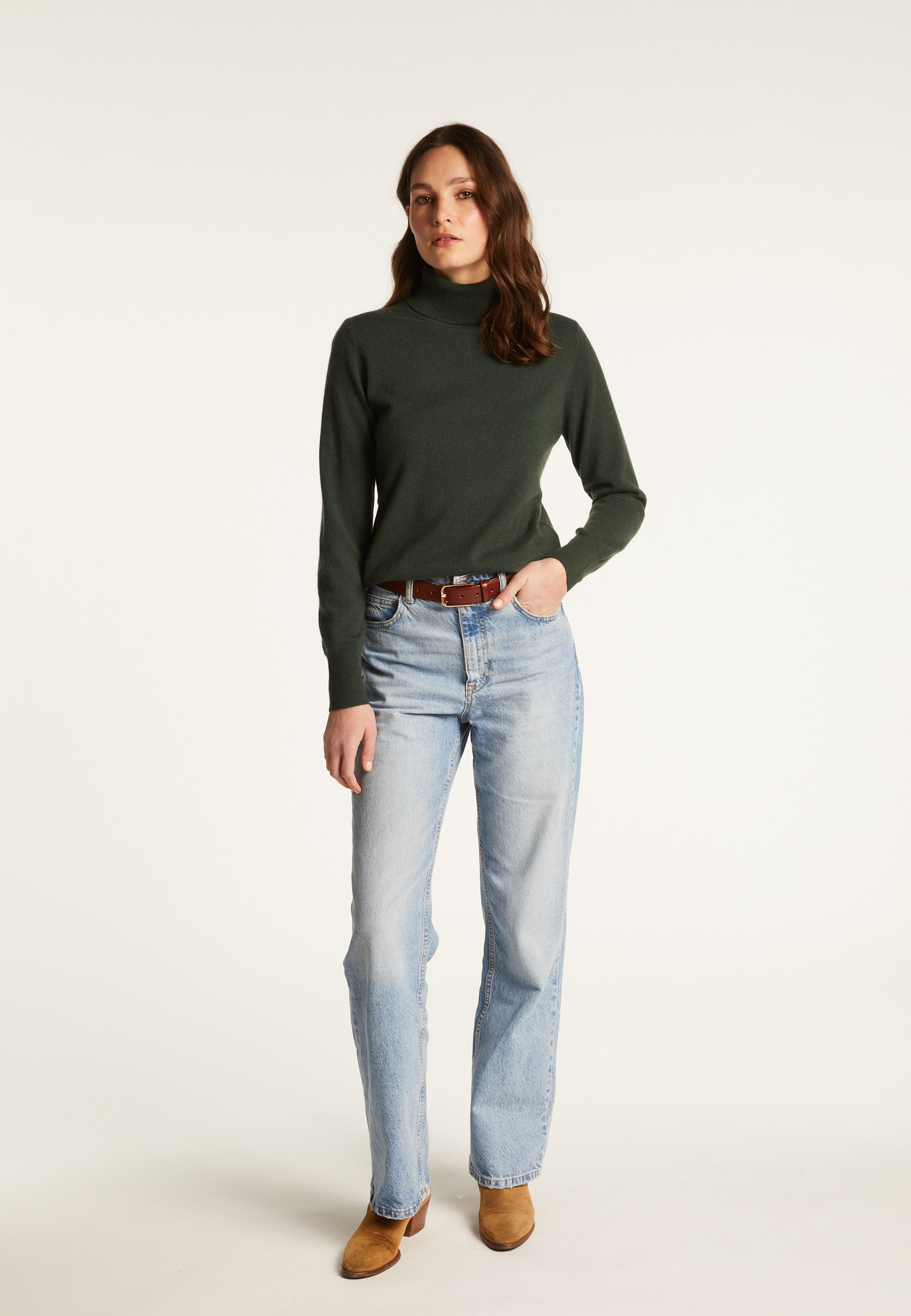 Pull col roulé en cachemire - Abesse 7461 cognac - 92 Rouille