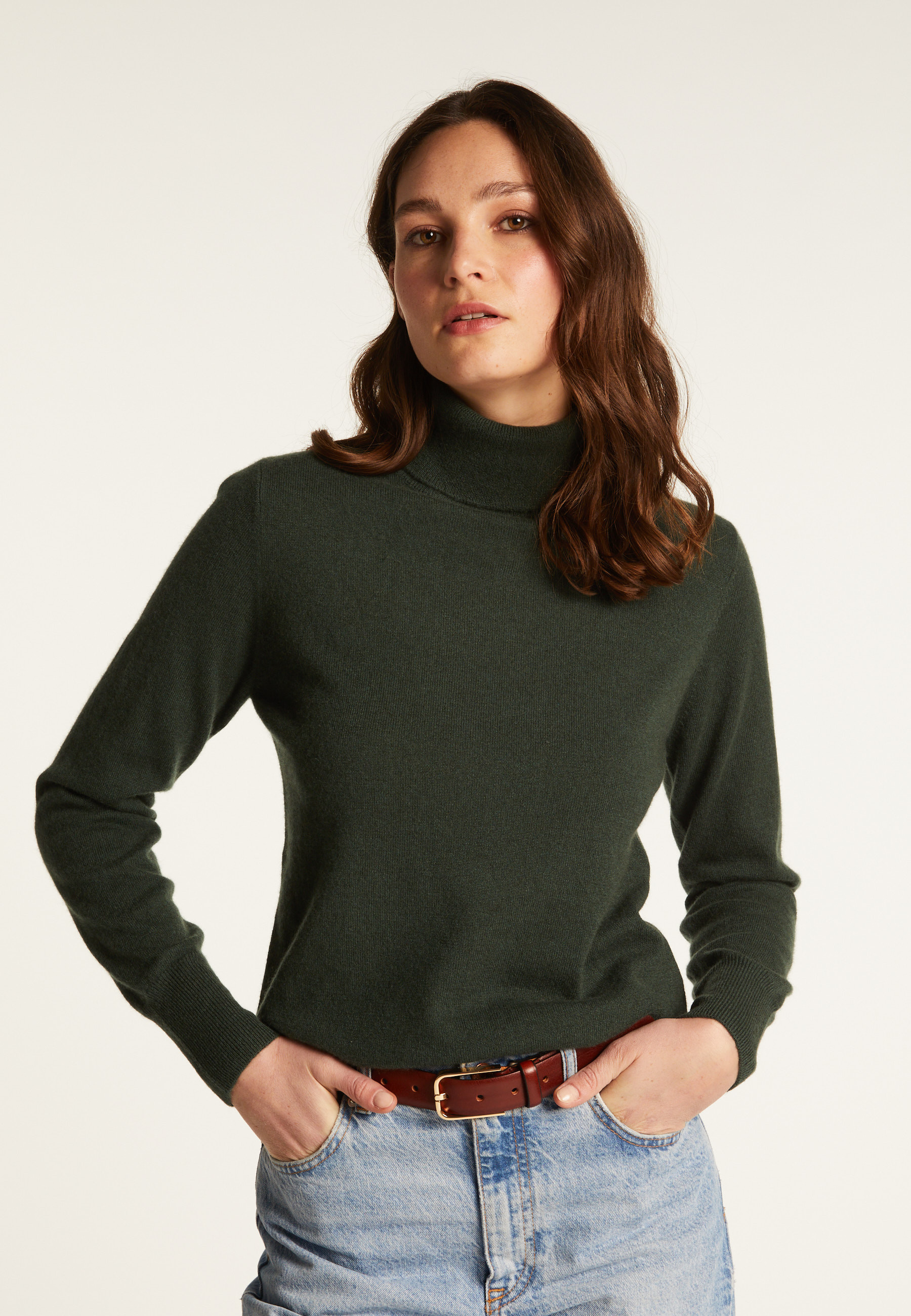 Pull col roulé en cachemire - Abesse 7461 cognac - 92 Rouille