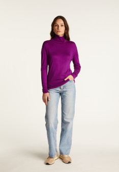 T-shirt col roulé en bambou cachemire fine maille - Aerio 7890 ultraviolet - 17 Violet