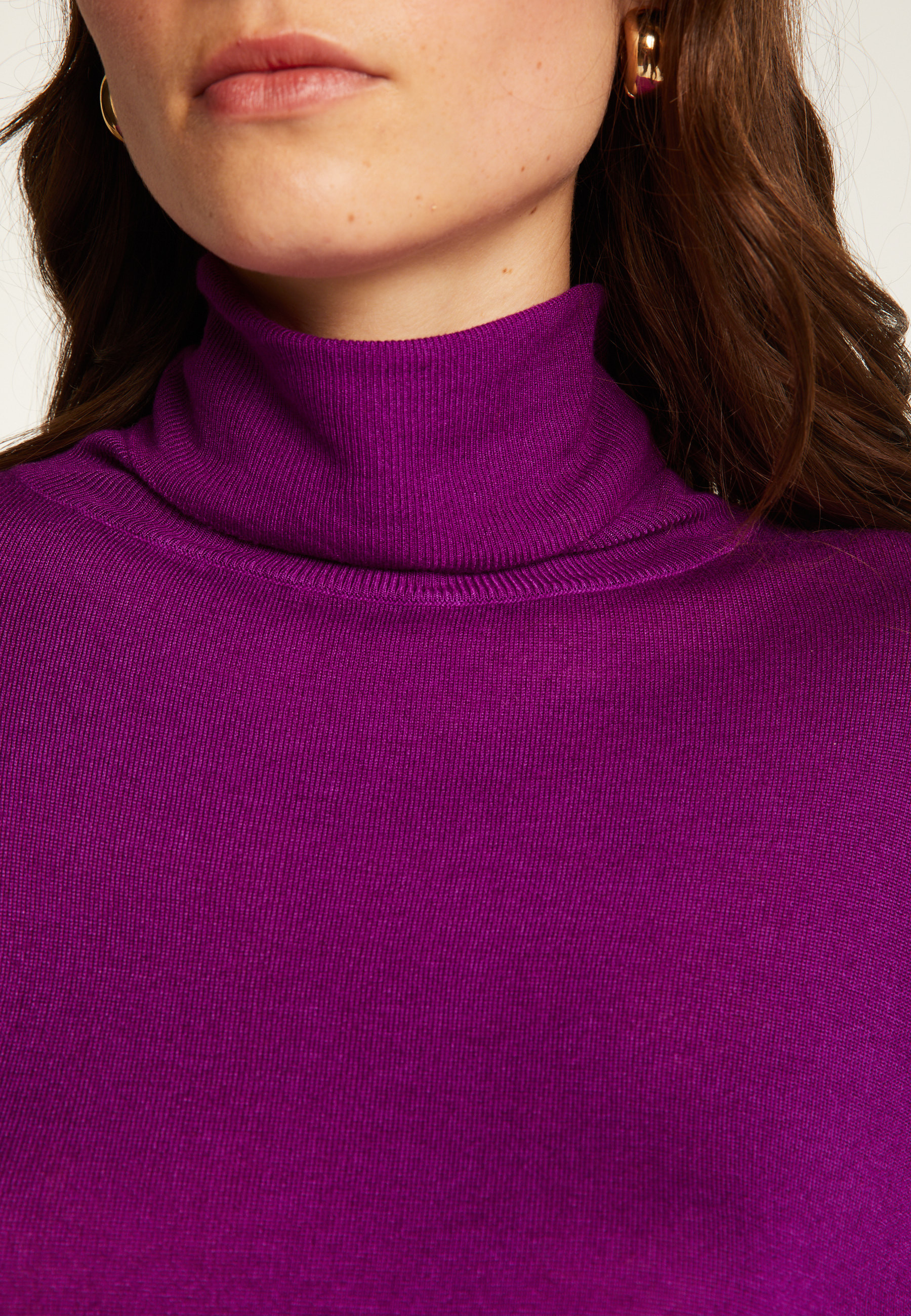 T-shirt col roulé en bambou cachemire fine maille - Aerio 7890 ultraviolet - 17 Violet