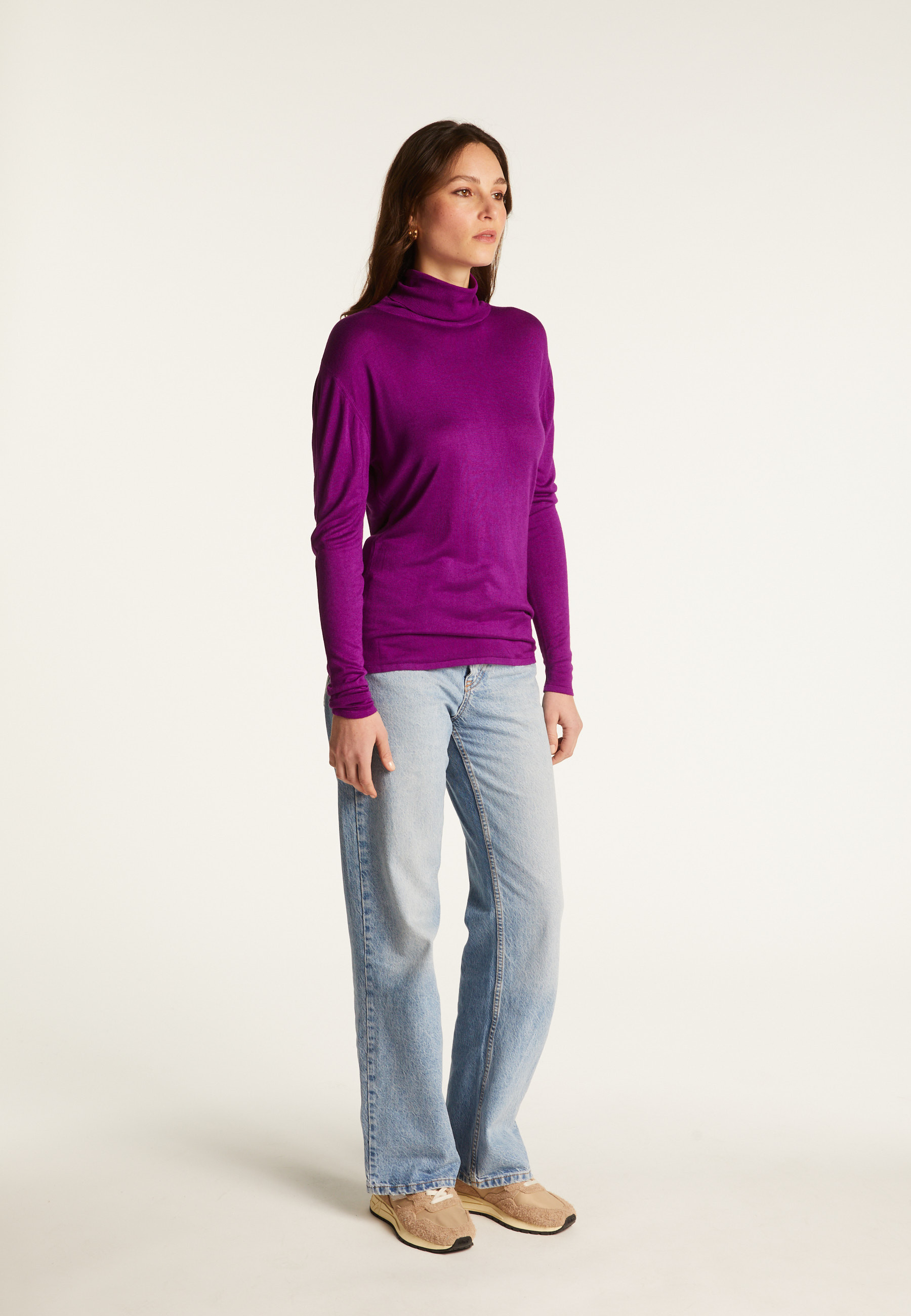 T-shirt col roulé en bambou cachemire fine maille - Aerio 7890 ultraviolet - 17 Violet