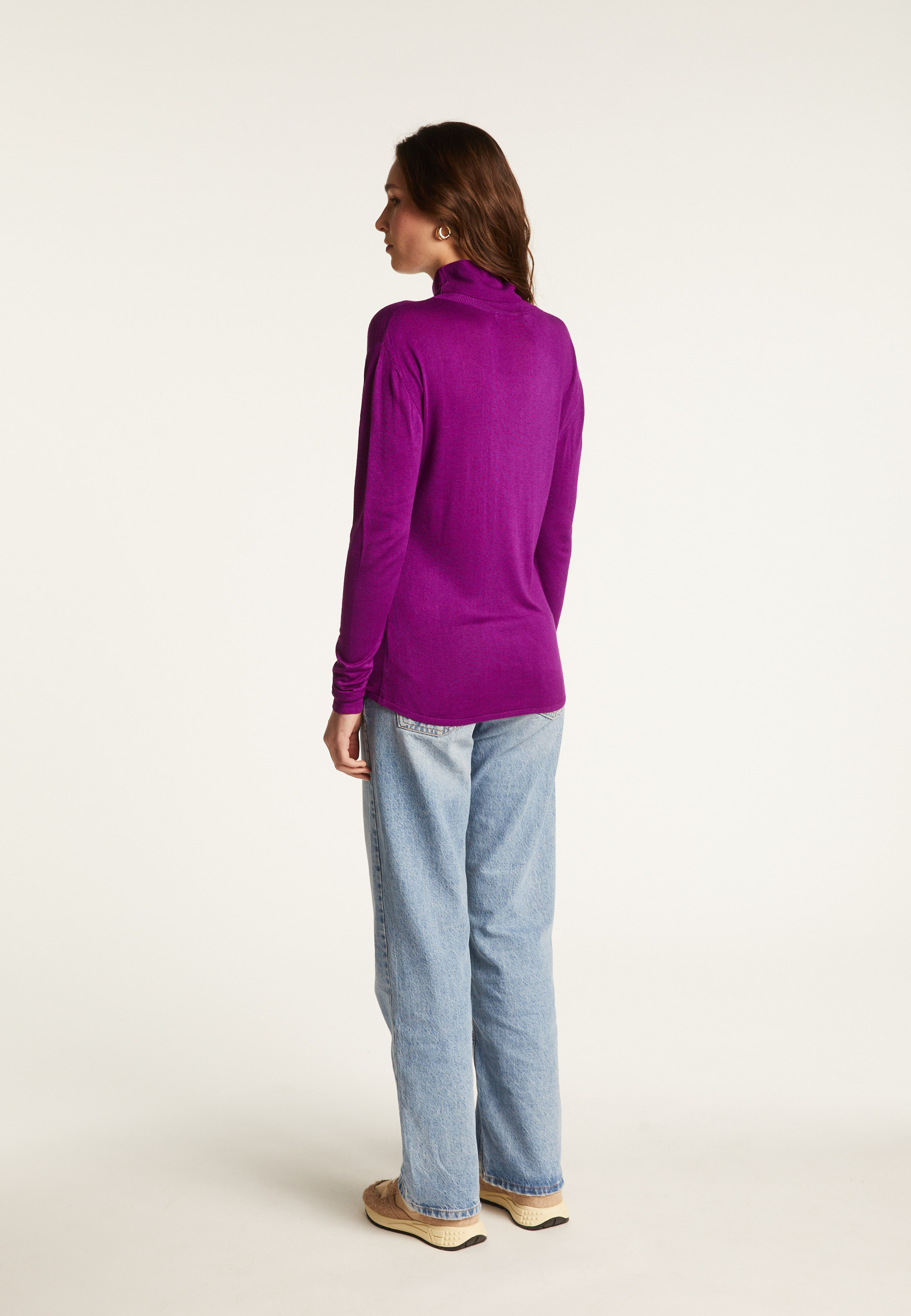 T-shirt col roulé en bambou cachemire fine maille - Aerio 7890 ultraviolet - 17 Violet