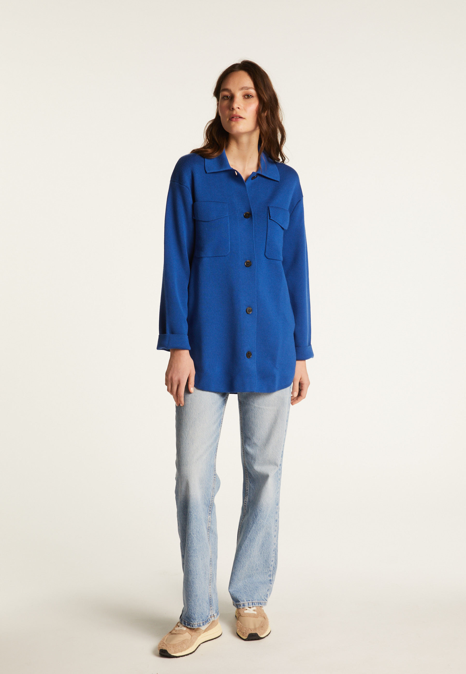 Button-down jacket with merino wool pockets - Giselle