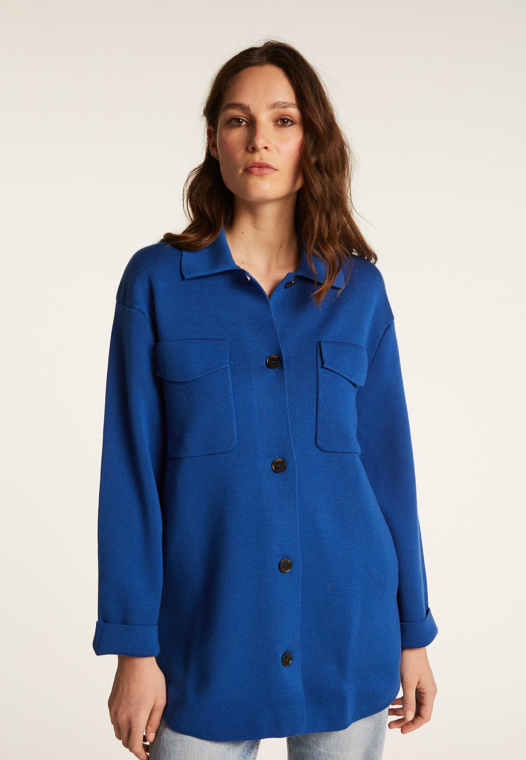 Button-down jacket with merino wool pockets - Giselle