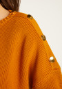 Pull col rond épaule boutonné en laine mérinos - Gao 7860 soleil - 89 Moutarde