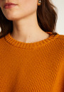 Pull col rond épaule boutonné en laine mérinos - Gao 7860 soleil - 89 Moutarde